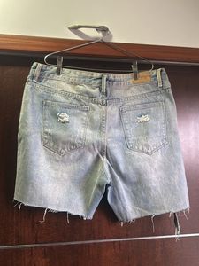 Distressed Light Blue Denim Shorts