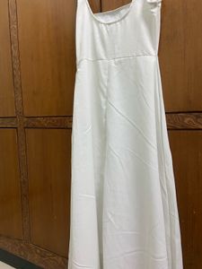 Newme white solid fit flare dress 👗