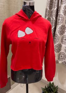 Red Crop Hoodie
