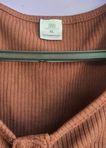 Brown Top With Silver Stitch Button Sss Brand