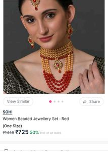 Womens Beaded Jewellery Set Red