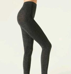 Imported Black Golden Glittered Seamless Stockings