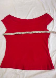 Red Boat Neck Top Bust 34