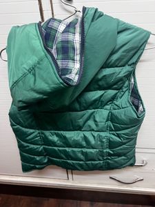 Green Puffer Vest with Hood