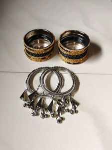 Beautiful Silver And Velvet Black 🖤 Bangles 😘😘