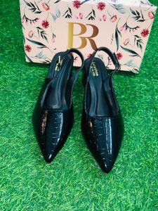 Black Pointed Slingback Heels