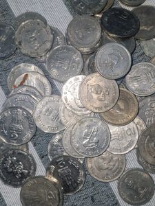 Old Coin Collection 50pcs Mix 1 , 2 And 5 Rs