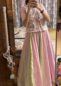 pink mirror work lehenga choli