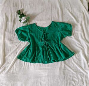 Emerald Green Tie-Front Top