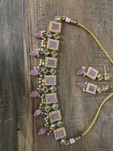 Pink Stone Choker &amp; Earring Set