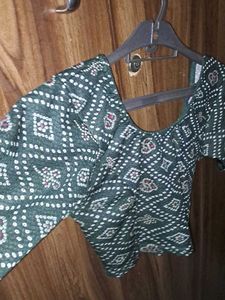 Chunari Print Green Blouse
