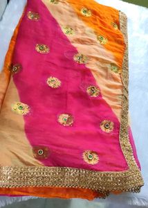 Gorgeous Embroidered Saree with Stitched Blouse