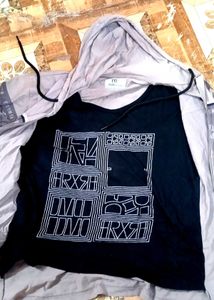 Casual Grey Ombre Hoodie &amp; Graphic Tee Set