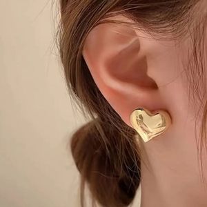 Gold Heart Stud Earrings