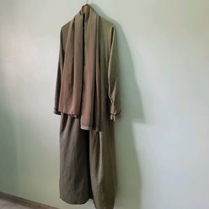 Dubai Pleated Olive Green Abaya 💚