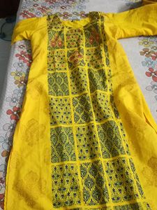 Beautiful Yellow Crepe Kurta Used Only Once