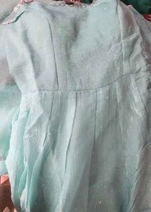 Elegant Aqua Anarkali Suit Set