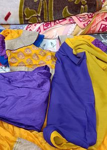 Yellow Nd Purple Combination Dress