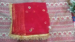 Red Net Dupatta