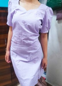 Lilac Gingham Puff Sleeve Top