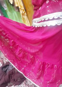 Pink Embroidered Anarkali frock.