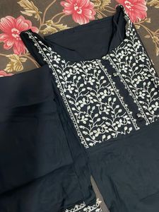 Black Embroidered Kurta Set