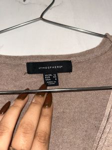 Taupe V-Neck Knit Top (Size M)