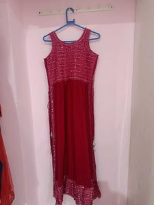 Pink Mirror Work Nayra Suit