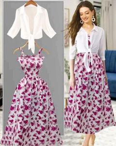 Butterfly Print Dress with Top