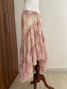 Floral Ruffle Asymmetric Skirt