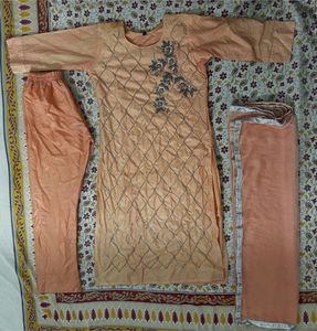 Peach Embroidered Kurta Set