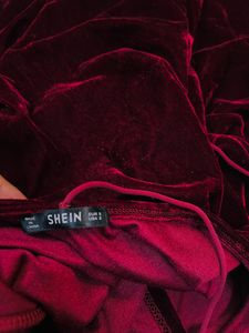 Shein Velvet Front High Slit Backless Maxi Gown