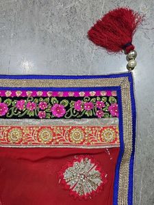 Elegant Pink half /half Embroidered Saree