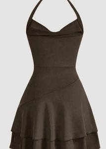 Drape Collar Halter Neck Dress