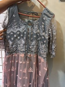 Elegant Grey Embroidered Dress
