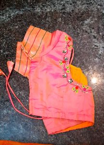 New Dual Shade Silk Blouse Embroidery Work