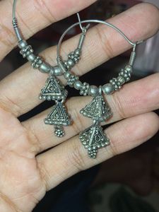 Silver Oxidised Simple Jhumkas