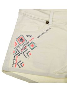 H&amp;M White Embroidered Denim Shorts