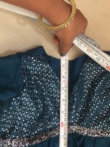 Teal &amp; Silver Girls&#39; Indian Dress Set