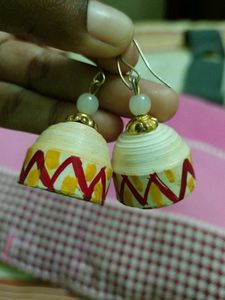 Earrings Red White Colour Paint