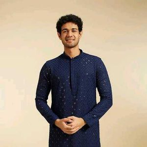 Navy Embellished Kurta Set