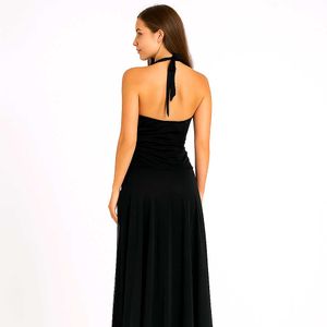 Elegant Black Halter Maxi Dress