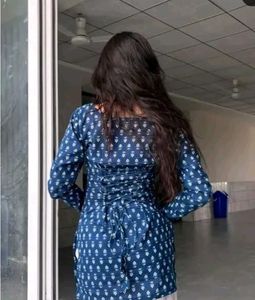 Elegant Navy Blue Printed Kurta