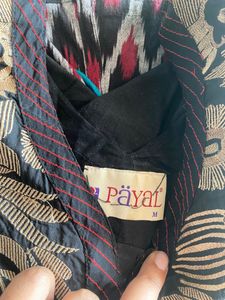 Long Black kurta with red synthetic shawl