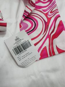 Pink Swirl Mock Neck Crop Top