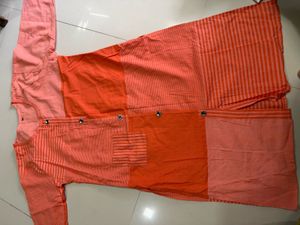 Patchwork Orange Kurta