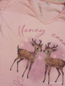 Cute Deer Print Long Sleeve Top