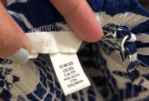 Blue &amp; White Tropical Smocked Midi Dress