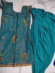 Teal Embellished Salwar Kameez Suit