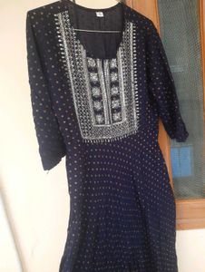 Festive navy blue sequin anarkali 💕